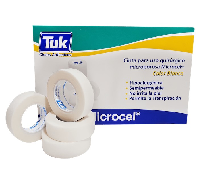 Cinta Microporosa de tela no tejida 1.25 cm x 10 mts. Caja con 24