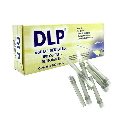 Aguja dental calibre 27 larga. Caja con 100 piezas