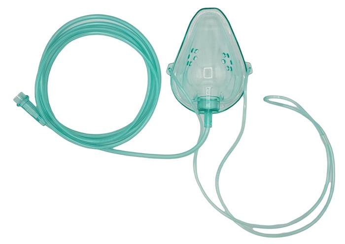 Mascarilla para oxígeno con tubo de conexión. Pieza.