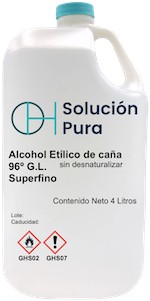 Alcohol Etílico 96° ALC. Sin desnaturalizar 4 Litros