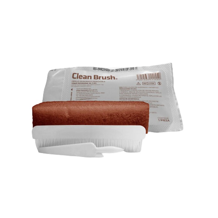 Cepillo Quirúrgico con Yodo Povidona al 7.5%, desechable, caja con pieza.