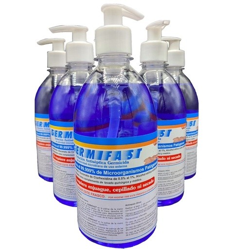 Antiséptico gluconato de clorhexidina y alcohol etílico 500 ml.