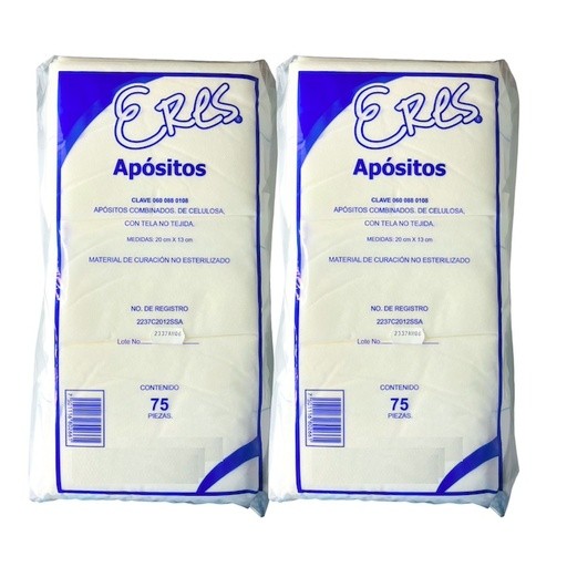 Apósitos combinados de celulosa 20 x 13 cm caja 150 piezas.