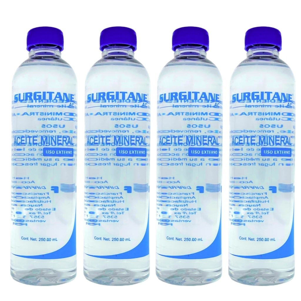 Aceite mineral para uso externo. Envase con 250 ml. Pieza.